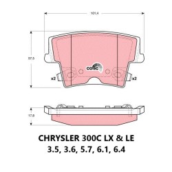 TRW Brake Pad Set COTEC (GDB4135) for Chrysler 300C LX & LE – High OE Standards, 3-Year Warranty, 100% Tested, Rear Axle.