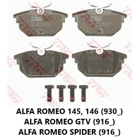 TRW Brake Pad Set GDB1333 for Alfa Romeo: Top-tier performance for 145, 146, GTV, and Spider.