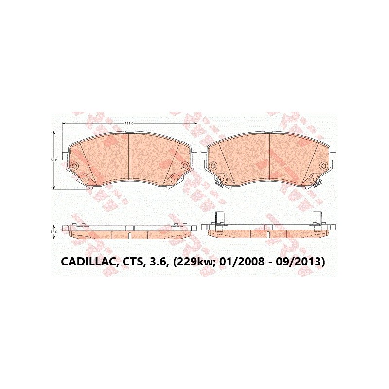 TRW GDB4456 Brake Pads for Cadillac CTS - Premium Quality, OE Standards, 3-Year Warranty TRW GDB4456 Brake Pads for Cadillac CTS - Premium Quality, OE Standards, 3-Year Warranty