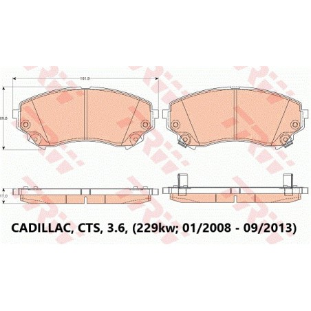 TRW GDB4456 Brake Pads for Cadillac CTS - Premium Quality, OE Standards, 3-Year Warranty